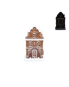 Gisela Graham Resin Orn LED White Iced LED Gingerbread Townhouse